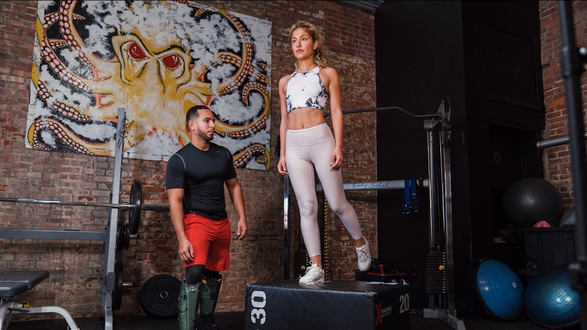 a man and woman on a stage